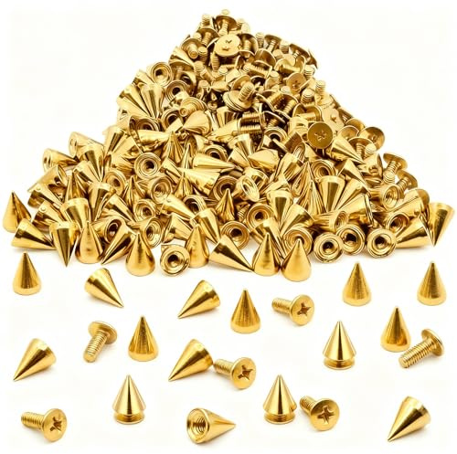 TiGog 100 stycken nitar, 7 x 10 mm dubbar för kläder, nitar set för kläder, konspikar metall rostfri dekornitar för gör-det-själv läderhantverk väskor, guld