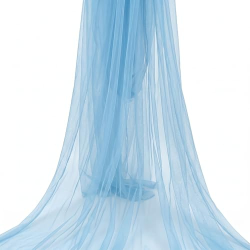 Tylltyg, tyll, himmelsblå, organza-tyger – 5 m x 160 cm, tylltyg, metervara, organza-tyg för tyllband, bröllopsdekoration, gör-det-själv, hantverk, bord, fest, målbåge, bröllop, dekoration, tyllkjol