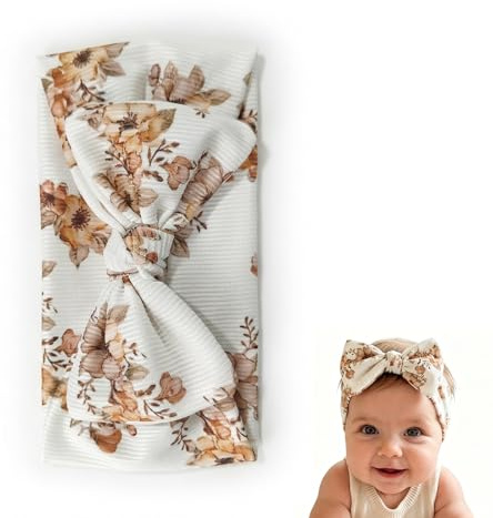 ARYIMYDP 1 Pezzo Fiocco Stampato per Capelli Neonata – Fascia in Cotone Elasticizzato, Per Circonferenza Testa 36-40cm, Morbido Copricapo per 0-3 Anni, Ideale per Uso Quotidiano e Foto