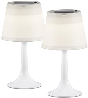 KONSTSMIDE 2er-Set Solar High Power LED-Tischlampe ASSISI, IP44, weiß, Höhe 36 cm; 7109-202