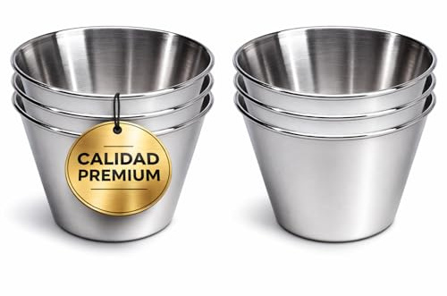 EUROXANTY 6 Flaneras de acero inoxidable, Flaneras individuales, Moldes para repostería, Molde para flan, Flanera para postres, Para repostería, Para salsas, Antiadherente, Gelatina, Ø8 cm