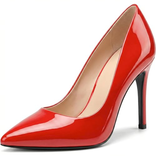 Women Stiletto High Heel Pointed Pumps Ladies Party Clubbing Work Court Shoes Size 3-12 (7 UK, Red Patent)
