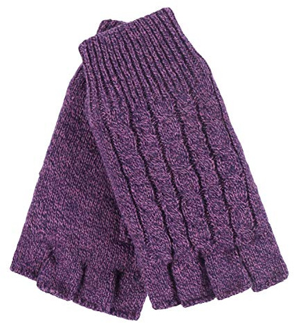 HEAT HOLDERS - Ladies Cable Knitted Winter Thermal Fingerless Gloves (One Size, Light Purple)