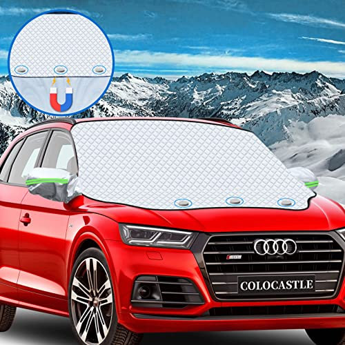 COLOCASTLE Protector Parabrisas Hielo Protector de Parabrisas Magnético, Cubierta de Parabrisas para Coche Protege de Hielo, Nieve Viento, Funda Plegable Parabrisa Delantero Universal