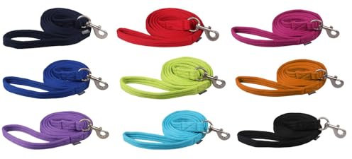 NETPROSHOP Weiche Leine und Führstrick Softlonge mit Schlaufe am Ende und Karabiner, Farbe:Rot