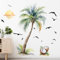 Supzone Wandtattoo Palme Wandaufkleber Tropische Pflanze Sonnenuntergang Strand Wandsticker für Wohnzimmer Schlafzimmer Büro Sofa TV Hintergrund Wanddeko