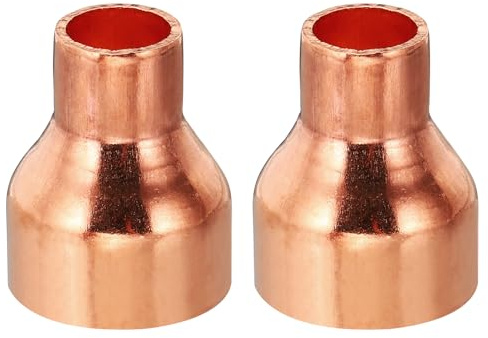 PATIKIL 1 to 1/2 ID Copper Reducer, 2pcs 99.9% Pure Copper Reducing Coupling Pressure Fitting Pipe Tube Connector Adapter with Sweat Solder Connection for HVAC Refrigeration System