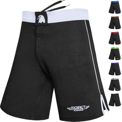 Exxact Sports MMA Shorts, IBJJF Ranked No Gi BJJ Jiu Jitsu Shorts for Men, Boxing, Cross Training & Grappling Shorts (White, AS)