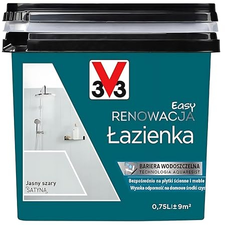 V33 Fliesenfarbe Badezimmer 750 ml – Hell Grau – Ohne Grundierung – Wasser- & Reinigungsmittelbeständig – Renovierung von Wandfliesen – hohe Deckkraft, strapazierfähig
