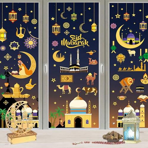 Ramadan, 9 immagini per finestre, Eid Mubarak, Eid Mubarak, autoadesive Ramadan, per finestre, decorazione musulmana, decorazione per finestre