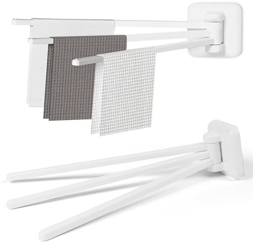 Porta Asciugamani da Bagno con 3 Bracci Girevoli | Fissaggio a Parete con Ventosa Forte | Senza Trapano | Organizzatore Durevole e Compatto per Bagno, Cucina e Lavanderia