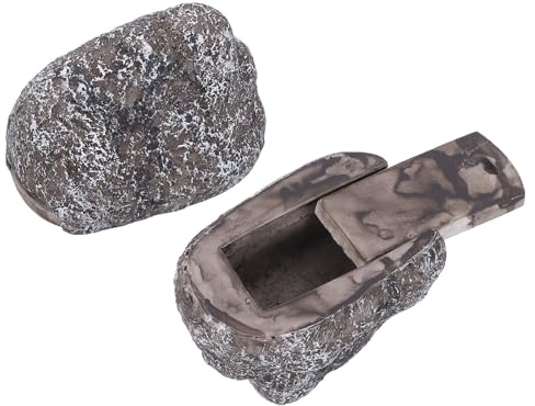 QUARKZMAN Simulato Sasso Nascondi Chiave, Nascondi Una Chiave di Riserva Esterno Impermeabile Simulato Sasso Nascondi Chiave Decorazione Scatola di Blocco di Sicurezza, Grigio Marrone