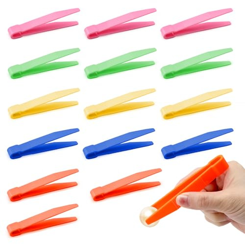 15 stycken pincetter barn plast pincett färgglada plast pedagogiska leksaker barn för finmotorik färdigheter, pincett strykpärlor pincett set Tweezers barn för sortering räkning gör-det-själv hantverk