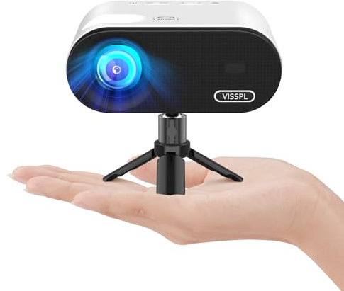 Mini Projector with WiFi and Bluetooth, VISSPL Full HD 1080P, Portable Outdoor with Tripod, Home Theater Movie Phone Projector Compatible with Android/iOS/Windows/TV Stick/HDMI/USB