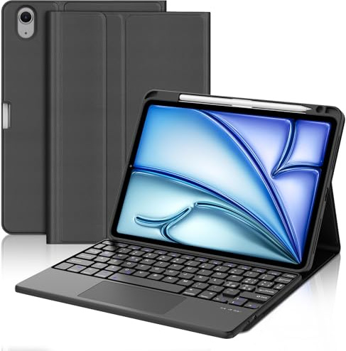 WAVATA Tastiera per iPad Air 11 pollici M4 2026/M3 2025/M2 2024 con Touchpad, Custodia Tastiera per iPad Air 5/4 10.9, Pro 11 Magnetica Bluetooth Staccabile Italiano QWERTY Layout, Nero