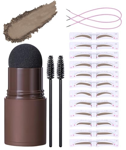 Ögonbrynspulverstämpelset - Vattenbeständigt och långvarigt ögonbrynsfärgpulver Makeup med 12 ögonbrynssabloner - Snabb formning och färgning, lämpligt för nybörjare (#01 Blond)
