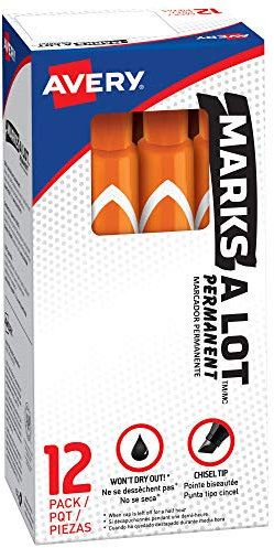 Avery MARKS-A-LOT Permanent Marker, Large Chisel Tip, Orange 12-Count (08883)