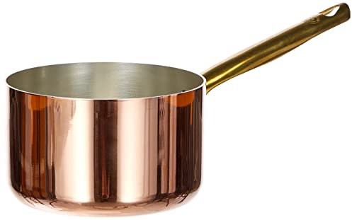 Pentole Agnelli Linea Rame Casseruola Alta con Manico Inox, Marrone, 16 cm