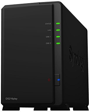 Synology DS216play NAS 8TB (2 x 4TB WD RED) Scrivania Collegamento ethernet LAN, Nero