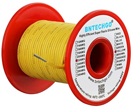 BNTECHGO 22 Gauge Silicone Wire Yellow 100ft Stranded Tinned Copper Wire