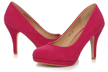 AJVANI high mid Heel smart Work Evening Party Platform Court Shoes Pumps Size 4 37