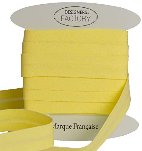 designers-factory Bies de algodón Liso de Bella Calidad - Nueva versión más Amplia - Bies de Costura de algodón -Disponible en más de 20 Colores (por 5 Metros, Amarillo)
