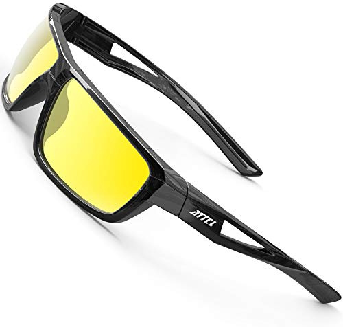 ATTCL Lunettes Conduite de Nuit Homme, TR90 Cadre, Lunette Jaune HD Vision Nocturne Anti-Éblouissement pour Nuit, Pluie et Brouillard J2021 yeshi