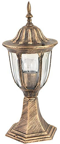 BAKAJI Lampione Vittoriano Classico da Giardino in Alluminio e Vetro Lampada Lanterna Esagonale Colore Bronzo Finitura Anticata IP44 E27 (1 Luce 30 cm)