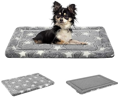 EMPSIGN Cojín para Perros Pequeños, Cama Reversible para Perro, Cojín Alfombra de Espuma de Alta Densidad, Colchoneta Lavable para Perro, 61 * 46 * 2.8cm, Gris
