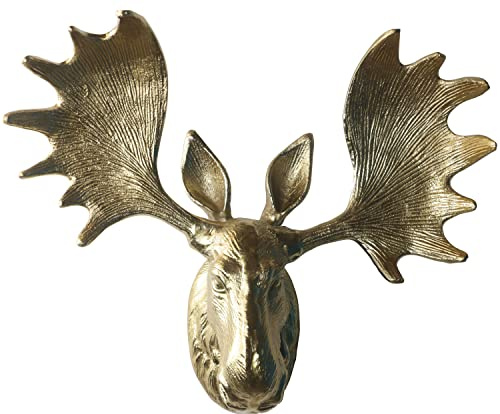 Artra Design GmbH Deko Geweih Elchkopf 'Gold' (Größe: M) - Wandfigur, Wanddeko, Elchgeweih, Elchkopf, Geweih und Skulptur Elch Weihnachten