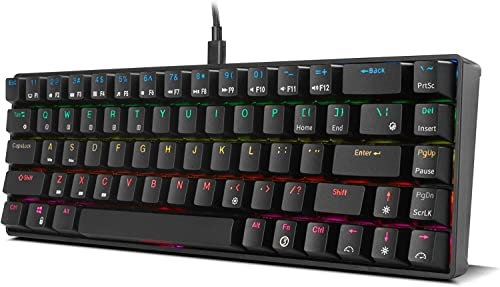 Ozone Gaming Tactical Mini Gaming Keyboard - Mechanisch ohne Ziffernblock, Bluetooth, rote Outemu-Schalter, RGB-LED-Beleuchtung, lautlos, US-Layout, schwarz