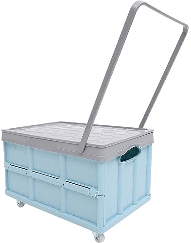 Cabilock Wheeled Storage Bin with Lid 16.53X11.41X9.44In Foldable Rolling Organizer for Clothes Toys Books Groceries Stackable Storage Container for Home Car Trunk