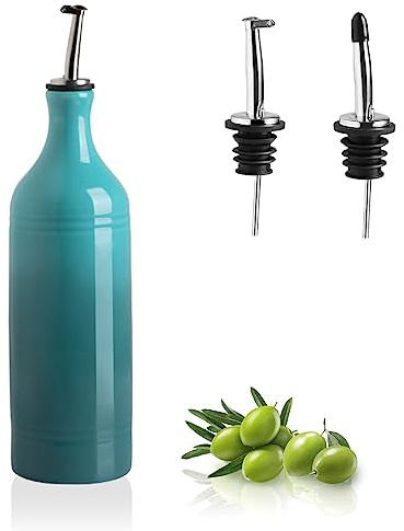Sweejar Large Ceramic Olive Oil Dispenser Bottle, Opaque Oil Cruet Protects to Reduce Oxidation, Suitable for Storage Vinegar, Soy Sauce & Other Liquids, Pack of 1, 24 Fl Oz(Gradient Blue)