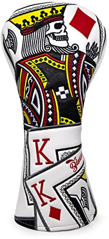 BAIRBRE Golf Club Covers - Poker Diamond King Driver Covers Leather Driver Head Cover Golf Headcover for Most Brands