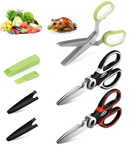 3 Stück Küchenschere, Geflügelschere + Kräuterschere Küche, Fleischschere Geflügelschere, Spülmaschinenfeste Lebensmittel Kochen Schere, Allzweck Edelstahl Gebrauchsschere
