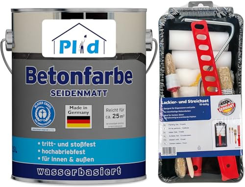 Plid® Vernice per calcestruzzo per interni ed esterni, resistente al gelo, grigio ciottolo, 2,5 l, rivestimento per pavimenti, in plastica liquida, per cemento, muratura e legno, prodotta in Germania