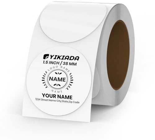 YIKIADA Etichette Termiche Rotonde Autoadesive 38 mm Vinile Biachi Adesivi Colori Pois Rimovibili per Stampabili Indirizzi Impermeabili logo Codice a Barre QR inventario 380 pezzi per Rotolo