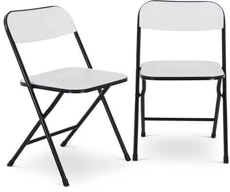 Raburg Klappstuhl 2er-Set, Campingstuhl, Gartenstuhl, Gästestuhl-Set zum Klappen, Indoor & Outdoor, Belastbarkeit 110 kg, Metallgestell, Kunststoff, Jonas, Weiß/Schwarz
