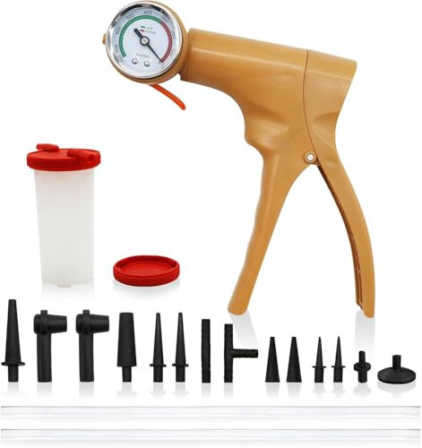 CHANG QI Brake and Clutch Bleeding Tune-up Kit, 15PCS Brake Bleeder Hand Vacuum Includes Selectline Hand-Vacuum Pump, 4.5 oz. Fluid Reservoir with Lid, Manifold Plugs