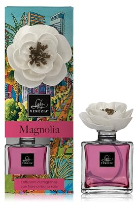 Lady Venezia - Luftfräschare med blomma - doftspridare i rummet - doftpinnar - rumsakustik - Naif Collection - 100 ml format (Magnolia)