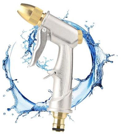 Douchette de jardin 3/4 pouces - Pulvérisateur de jardin - Haute pression - En alliage de zinc - Buse haute pression - Pistolet pulvérisateur - Débit d'eau réglable - Pour arrosage de jardin, lavage