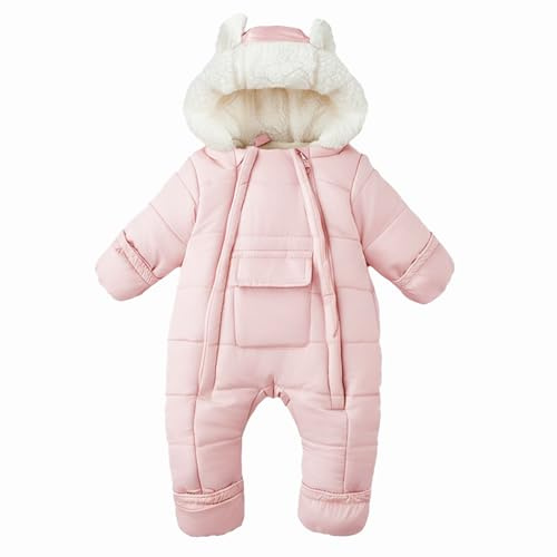 AiWMGL Baby Girls Boys Snowsuit 18-24 Months Infant Winter Clothes Bear Outfit Suit Hooded Jumpsuit Romper Fleece Coat Jacket Outwear Pink