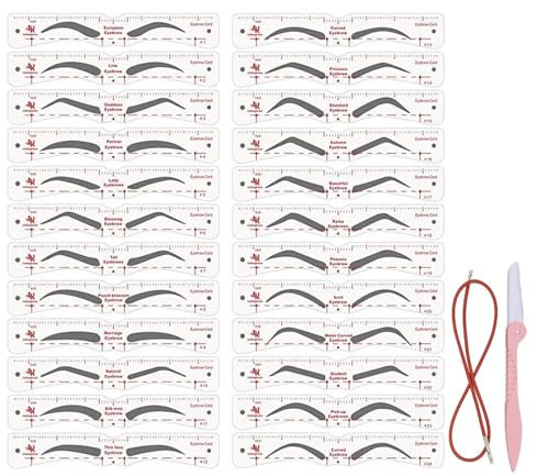 Set di stencil per sopracciglia con cinghie e trimmer, 3 minuti, set di timbri riutilizzabili per la forma perfetta, ideale per principianti, look quotidiano o eventi