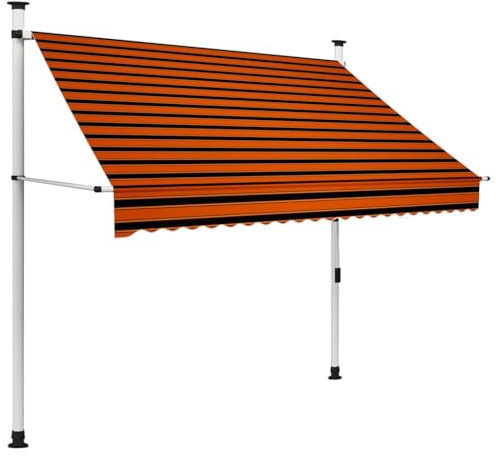 Store banne sans Perçage Auvent Marquise Retractable avec Manivelle Multi-Fonction Store latéral Enroulable Brise Vue Brise Soleil, 200 cm Orange et Marron