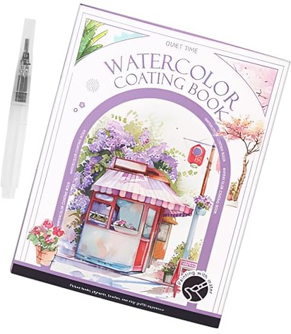 Watercolour Colouring Book - Relaxing Creativity Exercises, Creative Set with Watercolour Colouring Templates | For Teenagers, Adults, Students | Ideal for On the Go, Teaching, Home, Travel, Leisure