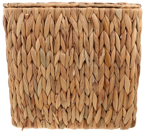 LOPUNER Poubelle de cuisine tressée avec couvercle - Corbeille à papier avec doublure en plastique - Bac de rangement avec couvercle - Poubelle couverte - Corbeille à papier bohème en osier