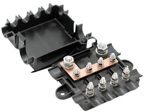 Mekalero Caja de fusibles de conexión de 5 vías, soporte de fusibles, barra colectora de distribución de energía para coche, automóvil, barco, fácil instalación