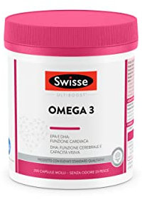 SWISSE - Integratore Omega 3 IFOS 5 Stelle, 200 Capsule Molli, Integratori con 1500mg Olio di Pesce e Vitamina E, 233mg EPA 135mg DHA per Dose, Supporta la Funzione Cerebrale e Cardiaca, Made in Italy