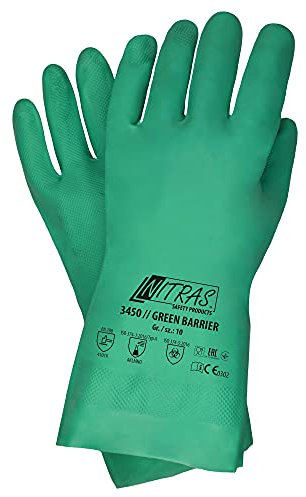 12 Paar Nitras 3450 Green Barrier - Chemikalienhandschuhe aus Nitril - Gr 2XL