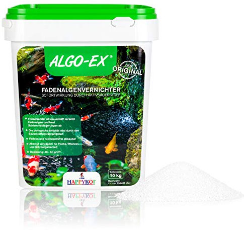 HAPPYKOI® ALGO-EX® Fadenalgenvernichter Algenmittel Algo Ex Algen Vernichter mit Sofortwirkung durch Aktivsauerstoff Koi Teich Schwimmteich - 10 kg